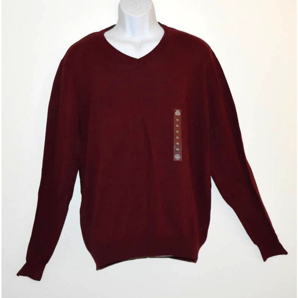 XL NWT Garnet Ruby Red Mens Lightweight Pullover Sweater
